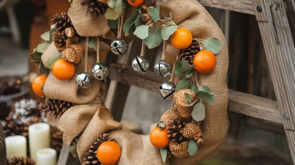 Burlap Wreath with Bells