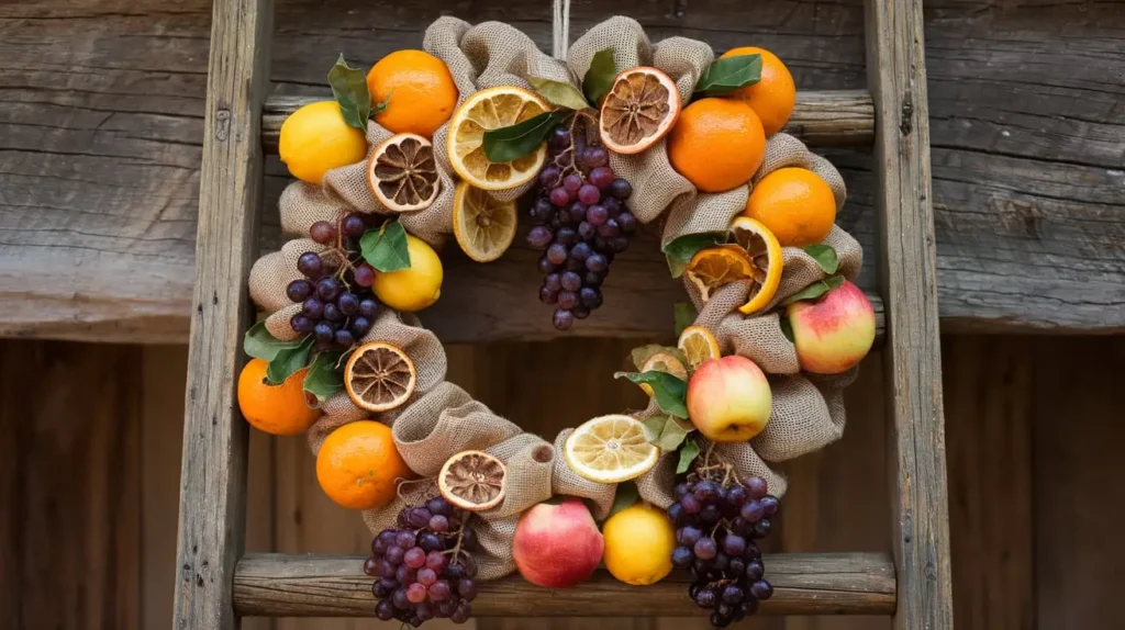 Burlap Wreath with Dried Fruit