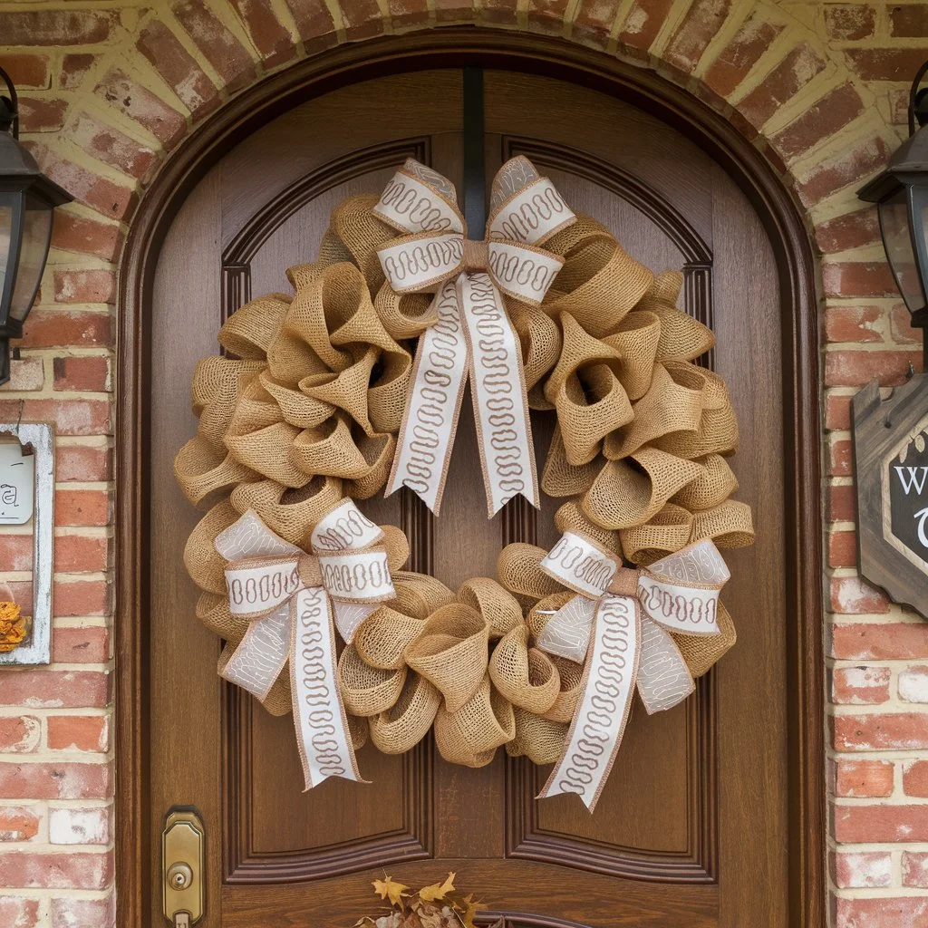 Burlap Wreath with Ribbon Bows
