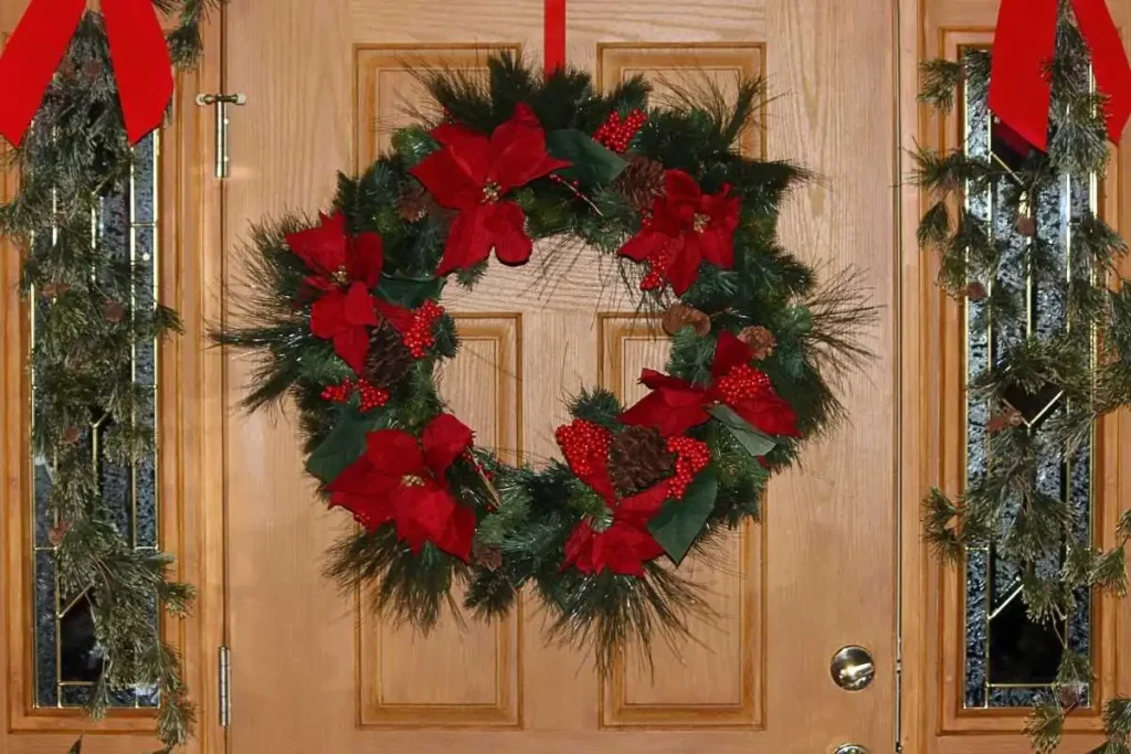 Classic Burlap Wreath with Red Ribbon