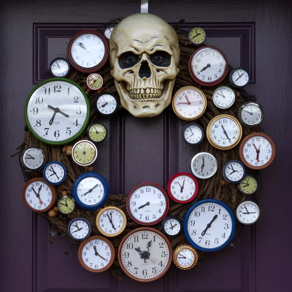 Creepy Clock Wreath