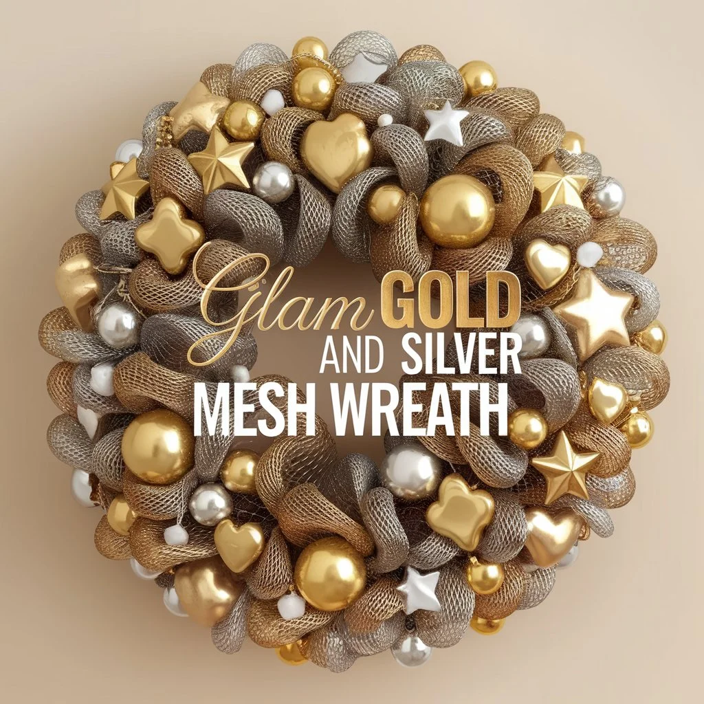 Glam Gold and Silver Mesh Wreath