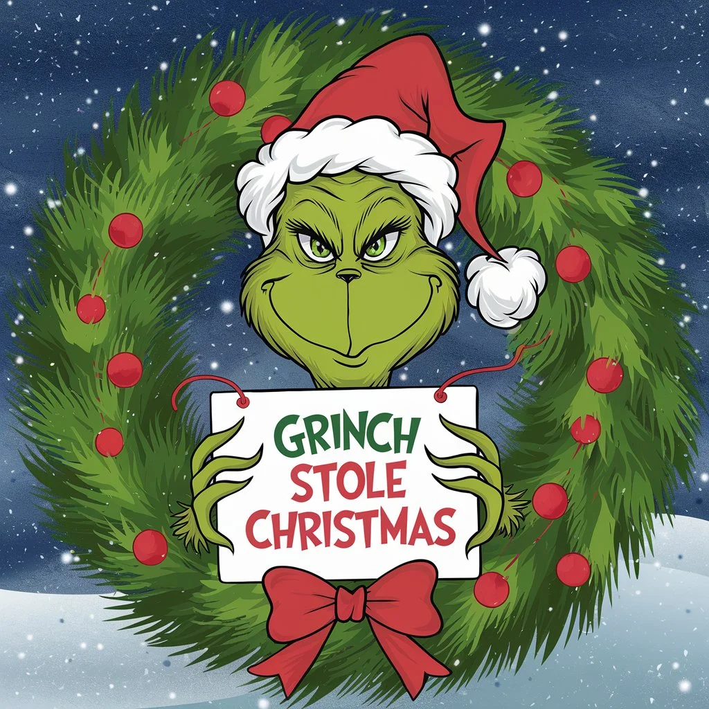 Grinch Wreath with a “Grinchy” Message