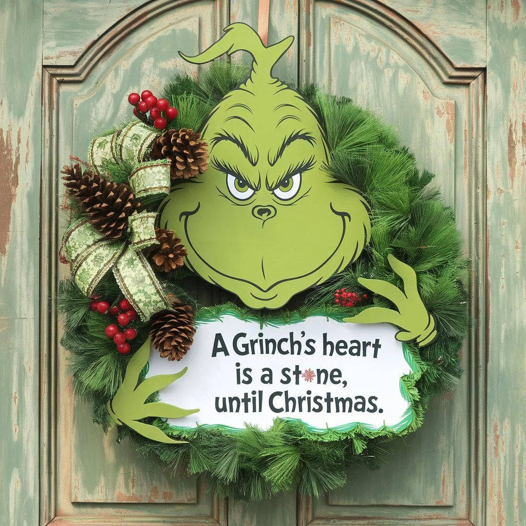 Grinch Wreath with Dr. Seuss Quote