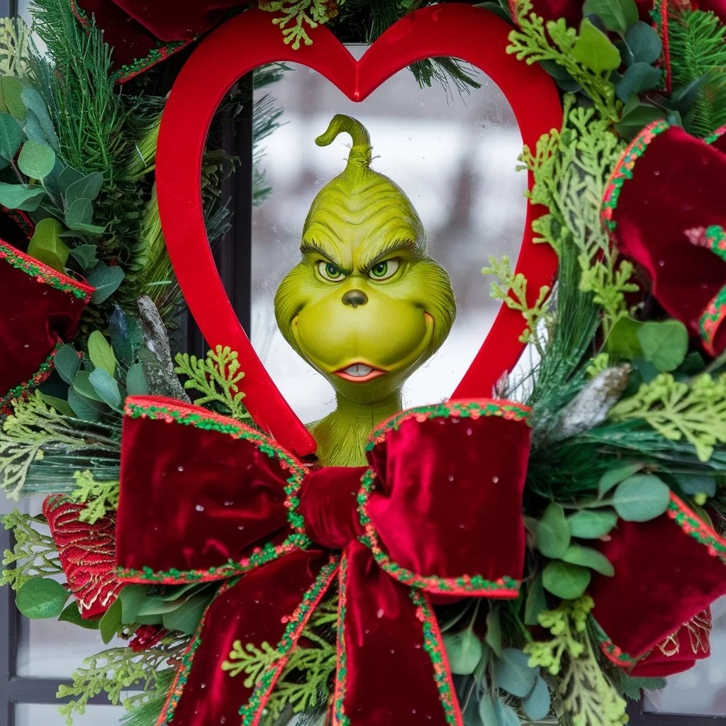 Grinch Wreath with Grinch’s Heart