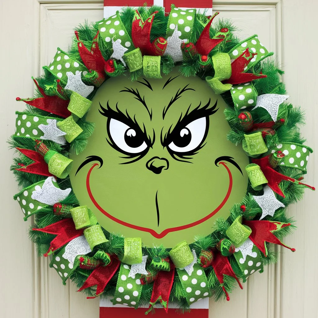 Grinch Wreath with Large Grinch Eyes