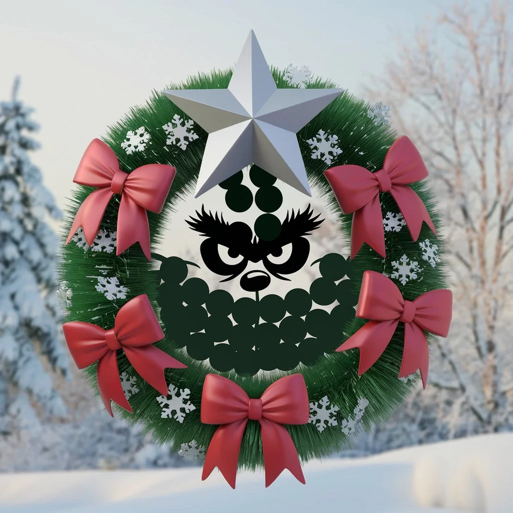 Grinch Wreath with Snowflakes